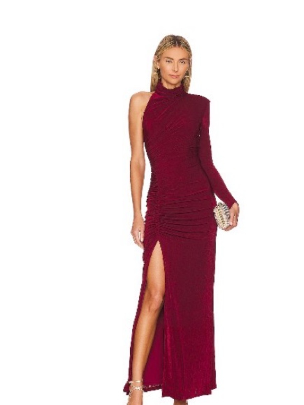 Revolve Misa Los Angeles One-Shoulder Wine Maxi Dress